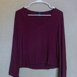Forever21 Burgundy Bell Sleeve Blouse